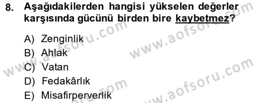 Kültürlerarası İletişim Dersi 2013 - 2014 Yılı (Vize) Ara Sınav Soruları 8. Soru