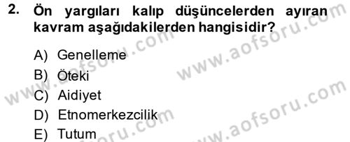 Kültürlerarası İletişim Dersi 2013 - 2014 Yılı (Final) Dönem Sonu Sınav Soruları 2. Soru