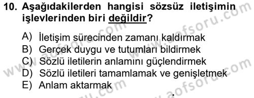 Kültürlerarası İletişim Dersi 2013 - 2014 Yılı Tek Ders Sınav Soruları 10. Soru