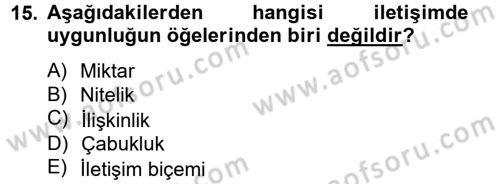 Kültürlerarası İletişim Dersi 2013 - 2014 Yılı Tek Ders Sınav Soruları 15. Soru