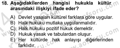 Kültürlerarası İletişim Dersi 2013 - 2014 Yılı Tek Ders Sınav Soruları 18. Soru