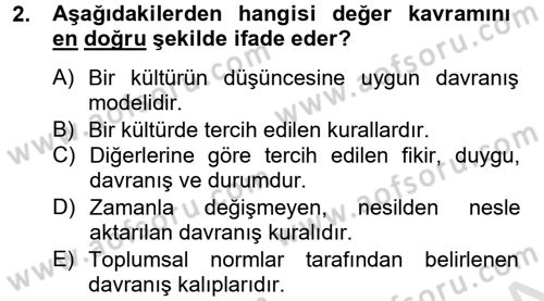 Kültürlerarası İletişim Dersi 2013 - 2014 Yılı Tek Ders Sınav Soruları 2. Soru