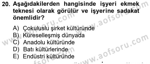 Kültürlerarası İletişim Dersi 2013 - 2014 Yılı Tek Ders Sınav Soruları 20. Soru