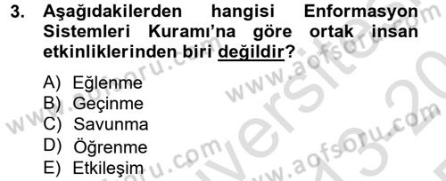 Kültürlerarası İletişim Dersi 2013 - 2014 Yılı Tek Ders Sınav Soruları 3. Soru