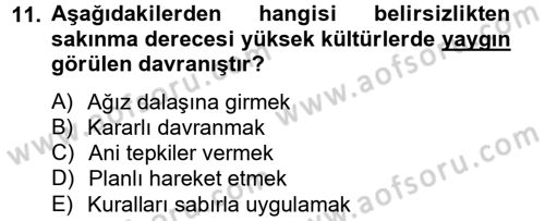 Kültürlerarası İletişim Dersi 2014 - 2015 Yılı (Vize) Ara Sınav Soruları 11. Soru