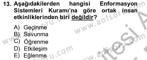 Kültürlerarası İletişim Dersi 2014 - 2015 Yılı (Vize) Ara Sınav Soruları 13. Soru