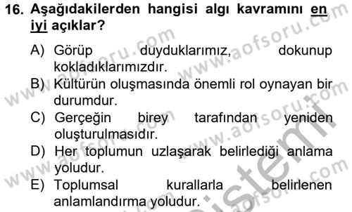 Kültürlerarası İletişim Dersi 2014 - 2015 Yılı (Vize) Ara Sınav Soruları 16. Soru