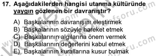 Kültürlerarası İletişim Dersi 2014 - 2015 Yılı (Vize) Ara Sınav Soruları 17. Soru