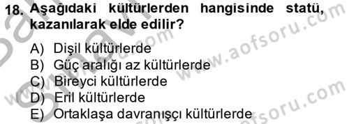 Kültürlerarası İletişim Dersi 2014 - 2015 Yılı (Vize) Ara Sınav Soruları 18. Soru