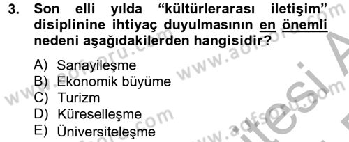 Kültürlerarası İletişim Dersi 2014 - 2015 Yılı (Vize) Ara Sınav Soruları 3. Soru