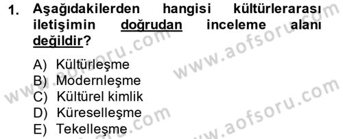 Kültürlerarası İletişim Dersi 2014 - 2015 Yılı (Final) Dönem Sonu Sınav Soruları 1. Soru