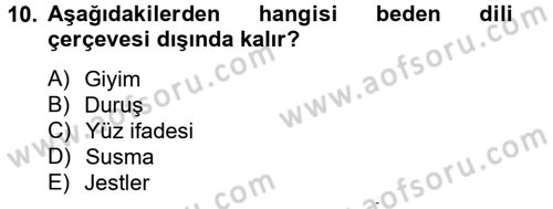 Kültürlerarası İletişim Dersi 2014 - 2015 Yılı (Final) Dönem Sonu Sınav Soruları 10. Soru