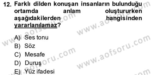 Kültürlerarası İletişim Dersi 2014 - 2015 Yılı (Final) Dönem Sonu Sınav Soruları 12. Soru