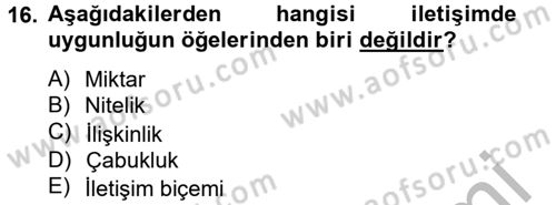Kültürlerarası İletişim Dersi 2014 - 2015 Yılı (Final) Dönem Sonu Sınav Soruları 16. Soru