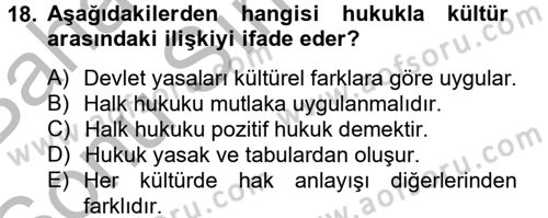 Kültürlerarası İletişim Dersi 2014 - 2015 Yılı (Final) Dönem Sonu Sınav Soruları 18. Soru