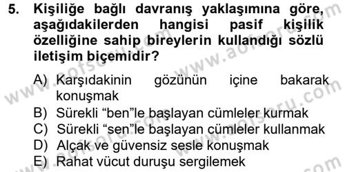 Kültürlerarası İletişim Dersi 2014 - 2015 Yılı (Final) Dönem Sonu Sınav Soruları 5. Soru