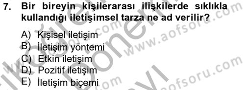 Kültürlerarası İletişim Dersi 2014 - 2015 Yılı (Final) Dönem Sonu Sınav Soruları 7. Soru
