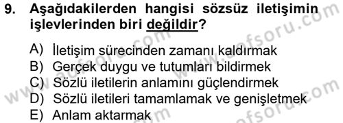 Kültürlerarası İletişim Dersi 2014 - 2015 Yılı (Final) Dönem Sonu Sınav Soruları 9. Soru