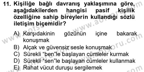 Kültürlerarası İletişim Dersi 2014 - 2015 Yılı Tek Ders Sınav Soruları 11. Soru