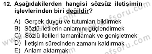 Kültürlerarası İletişim Dersi 2014 - 2015 Yılı Tek Ders Sınav Soruları 12. Soru