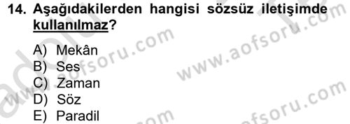 Kültürlerarası İletişim Dersi 2014 - 2015 Yılı Tek Ders Sınav Soruları 14. Soru