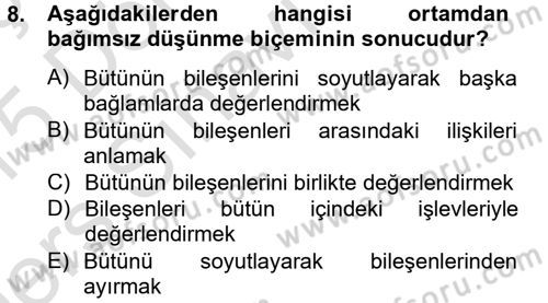 Kültürlerarası İletişim Dersi 2014 - 2015 Yılı Tek Ders Sınav Soruları 8. Soru