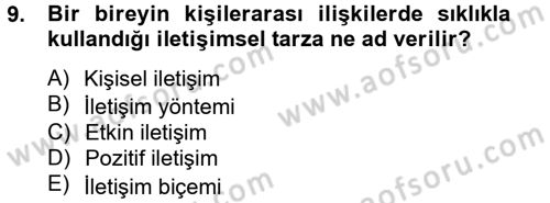 Kültürlerarası İletişim Dersi 2014 - 2015 Yılı Tek Ders Sınav Soruları 9. Soru