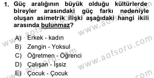 Kültürlerarası İletişim Dersi 2015 - 2016 Yılı (Vize) Ara Sınav Soruları 1. Soru