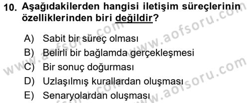 Kültürlerarası İletişim Dersi 2015 - 2016 Yılı (Vize) Ara Sınav Soruları 10. Soru