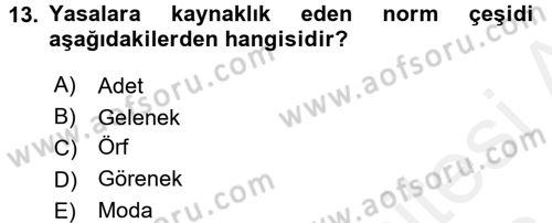 Kültürlerarası İletişim Dersi 2015 - 2016 Yılı (Vize) Ara Sınav Soruları 13. Soru