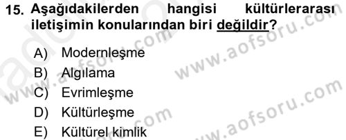 Kültürlerarası İletişim Dersi 2015 - 2016 Yılı (Vize) Ara Sınav Soruları 15. Soru