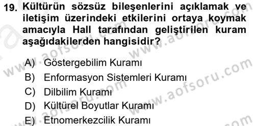 Kültürlerarası İletişim Dersi 2015 - 2016 Yılı (Vize) Ara Sınav Soruları 19. Soru