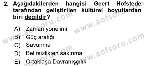 Kültürlerarası İletişim Dersi 2015 - 2016 Yılı (Vize) Ara Sınav Soruları 2. Soru