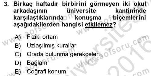 Kültürlerarası İletişim Dersi 2015 - 2016 Yılı (Final) Dönem Sonu Sınav Soruları 3. Soru