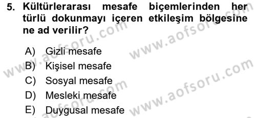 Kültürlerarası İletişim Dersi 2015 - 2016 Yılı (Final) Dönem Sonu Sınavı 5. Soru