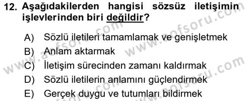 Kültürlerarası İletişim Dersi 2015 - 2016 Yılı Tek Ders Sınav Soruları 12. Soru