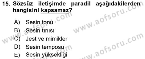 Kültürlerarası İletişim Dersi 2015 - 2016 Yılı Tek Ders Sınav Soruları 15. Soru