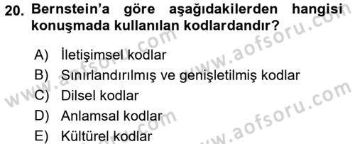 Kültürlerarası İletişim Dersi 2015 - 2016 Yılı Tek Ders Sınav Soruları 20. Soru