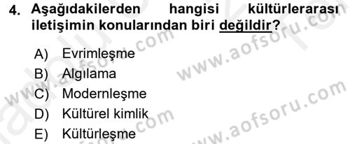 Kültürlerarası İletişim Dersi 2015 - 2016 Yılı Tek Ders Sınav Soruları 4. Soru