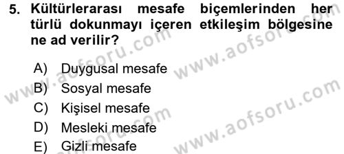 Kültürlerarası İletişim Dersi 2015 - 2016 Yılı Tek Ders Sınav Soruları 5. Soru