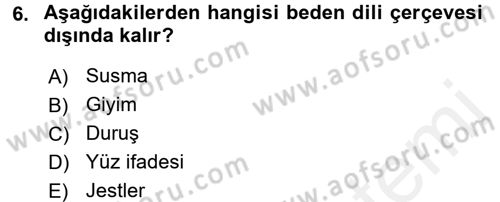 Kültürlerarası İletişim Dersi 2015 - 2016 Yılı Tek Ders Sınav Soruları 6. Soru