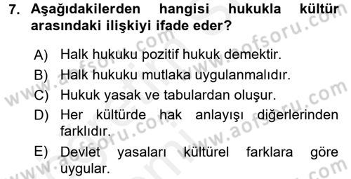 Kültürlerarası İletişim Dersi 2015 - 2016 Yılı Tek Ders Sınav Soruları 7. Soru