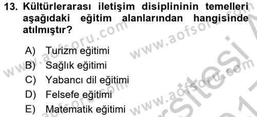 Kültürlerarası İletişim Dersi 2016 - 2017 Yılı 3 Ders Sınav Soruları 13. Soru