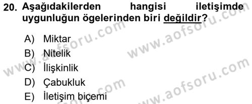 Kültürlerarası İletişim Dersi 2016 - 2017 Yılı 3 Ders Sınav Soruları 20. Soru