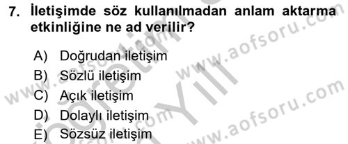 Kültürlerarası İletişim Dersi 2016 - 2017 Yılı 3 Ders Sınav Soruları 7. Soru