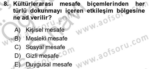Kültürlerarası İletişim Dersi 2016 - 2017 Yılı 3 Ders Sınav Soruları 8. Soru