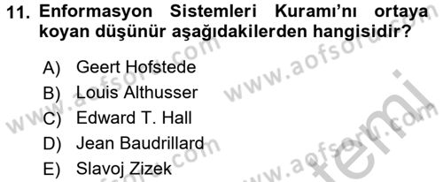 Kültürlerarası İletişim Dersi 2016 - 2017 Yılı (Vize) Ara Sınav Soruları 11. Soru