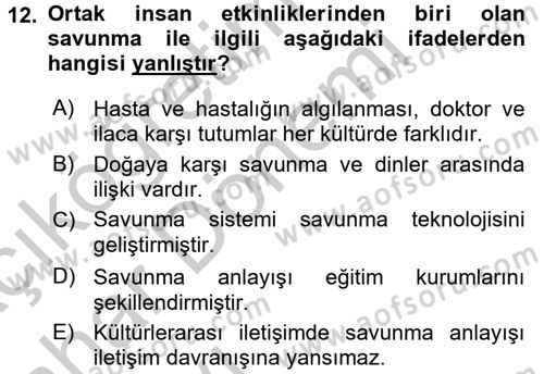 Kültürlerarası İletişim Dersi 2016 - 2017 Yılı (Vize) Ara Sınav Soruları 12. Soru