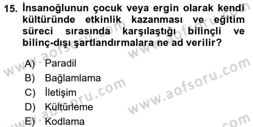 Kültürlerarası İletişim Dersi 2016 - 2017 Yılı (Vize) Ara Sınav Soruları 15. Soru