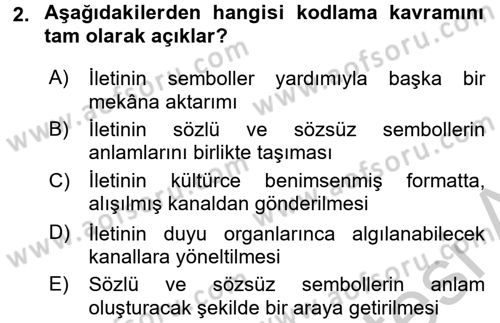 Kültürlerarası İletişim Dersi 2016 - 2017 Yılı (Vize) Ara Sınav Soruları 2. Soru